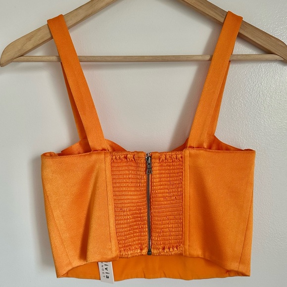 NWT alice + olivia jeanna bustier top in tangerine | orange corset | size 2 - Picture 4 of 7
